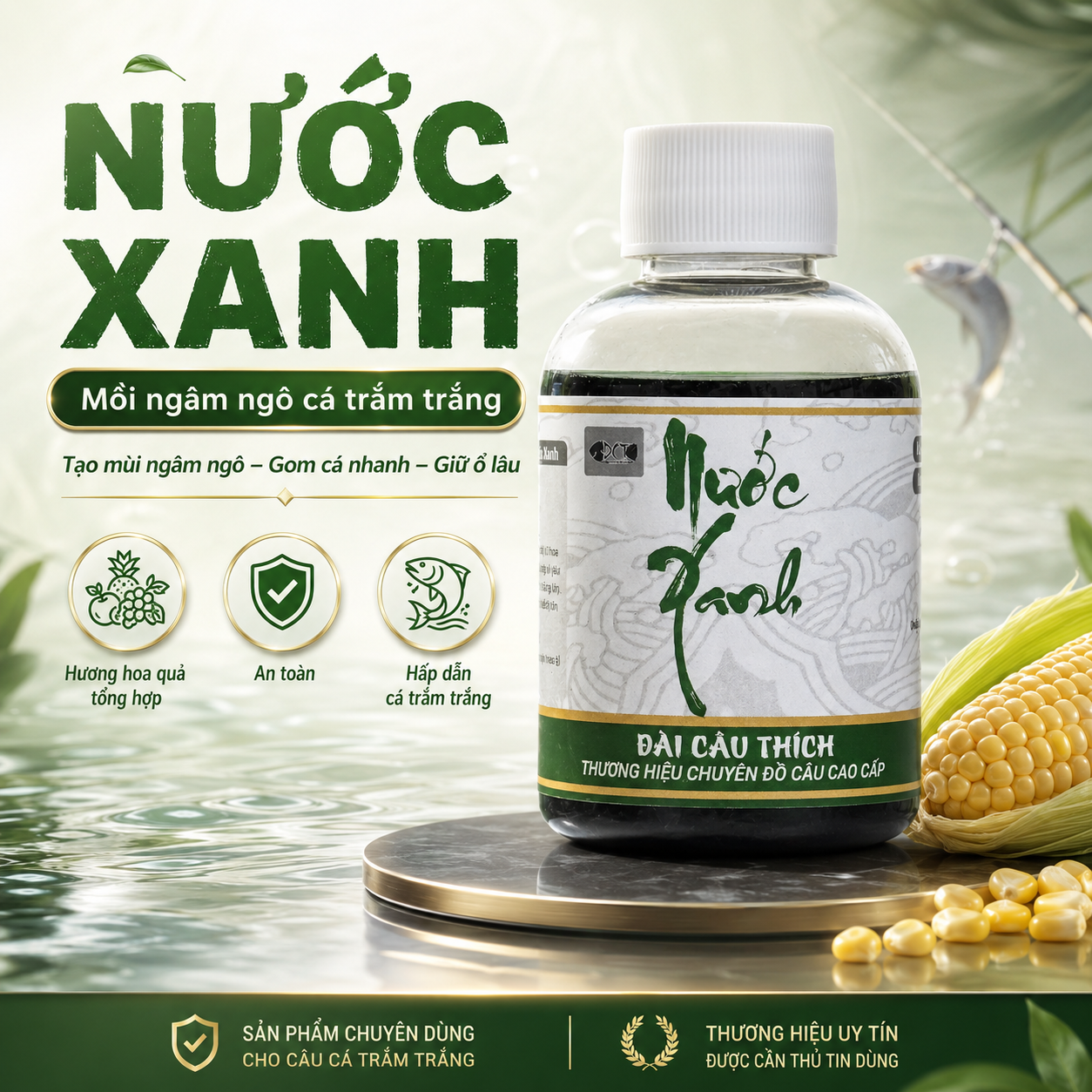 HƯƠNG LIỆU Ủ NGÔ CÂU CÁ TRẮM TRẮNG NƯỚC XANH - ĐÀI CÂU THÍCH – HƯƠNG LIỆU CHUYÊN DỤNG CÂU CÁ TRẮM TRẮNG HIỆU QUẢ