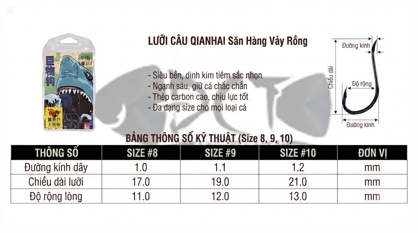 Lưỡi Câu QIANHAI Săn Hàng Vảy Rồng