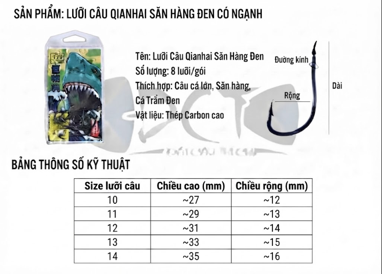 Lưỡi Câu QIANHAI Supper Đen Có Ngạnh